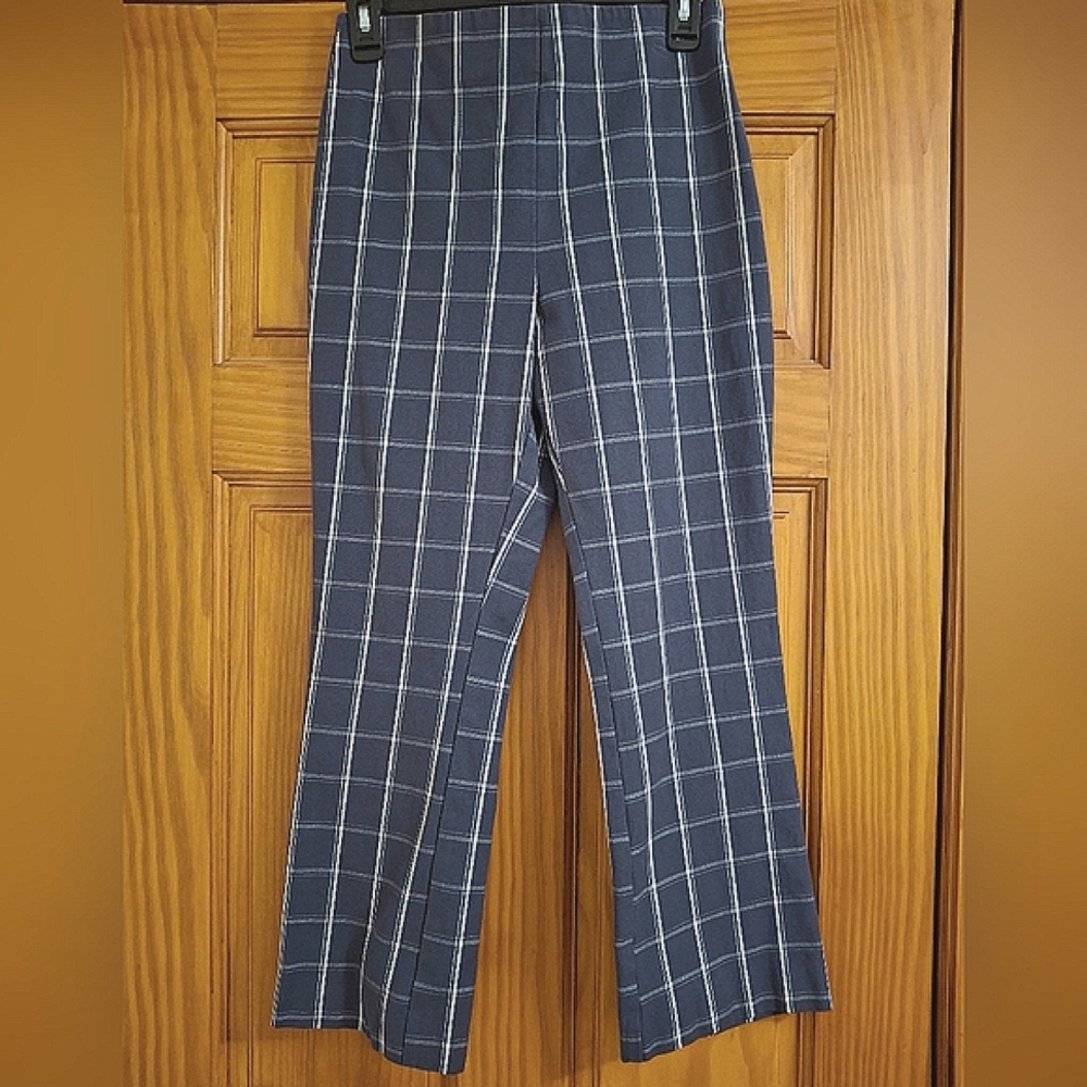 Navy & White Stripe  Plaid Ankle Paints